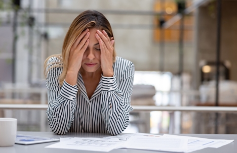 troubled woman in an office